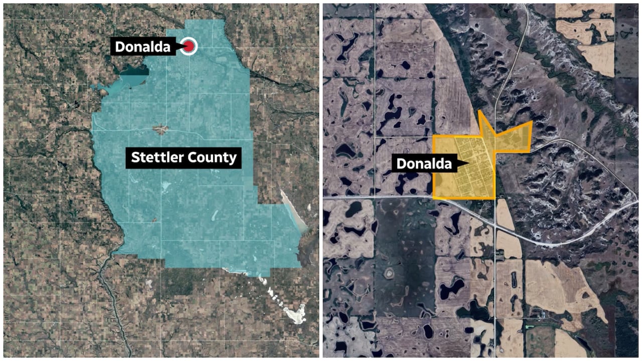 Boundary maps of Donalda and Stettler County 