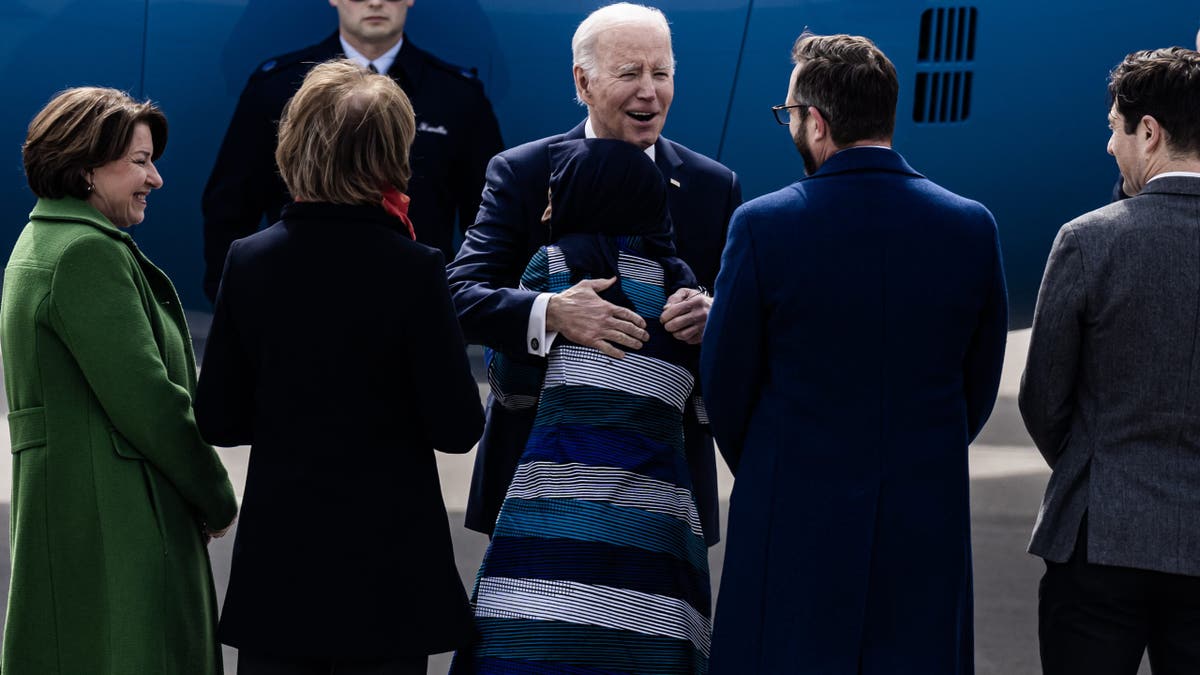 Former President Joe Biden greets high-profile elected officials and Ilhan Omar's husband Tim Mynett