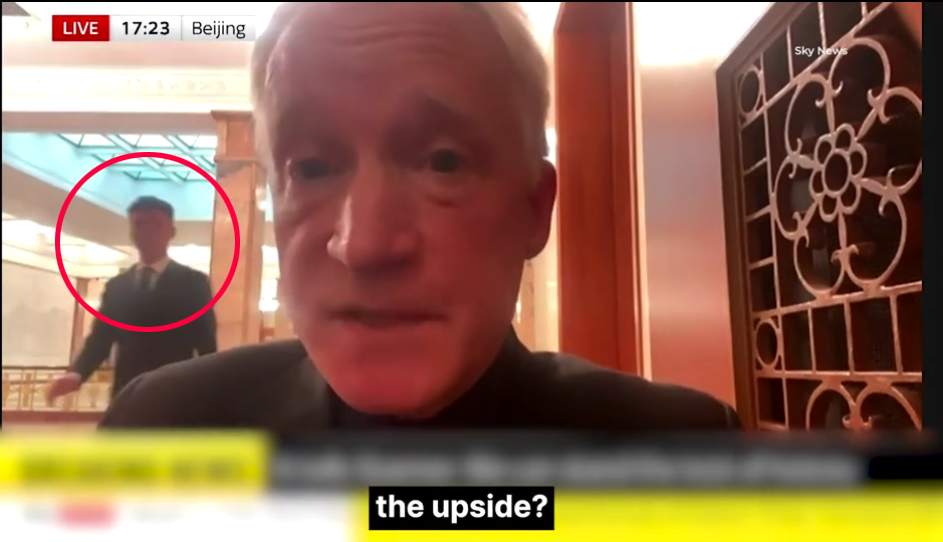 Awkward moment Sky News interview forced off air by overzealous security guard