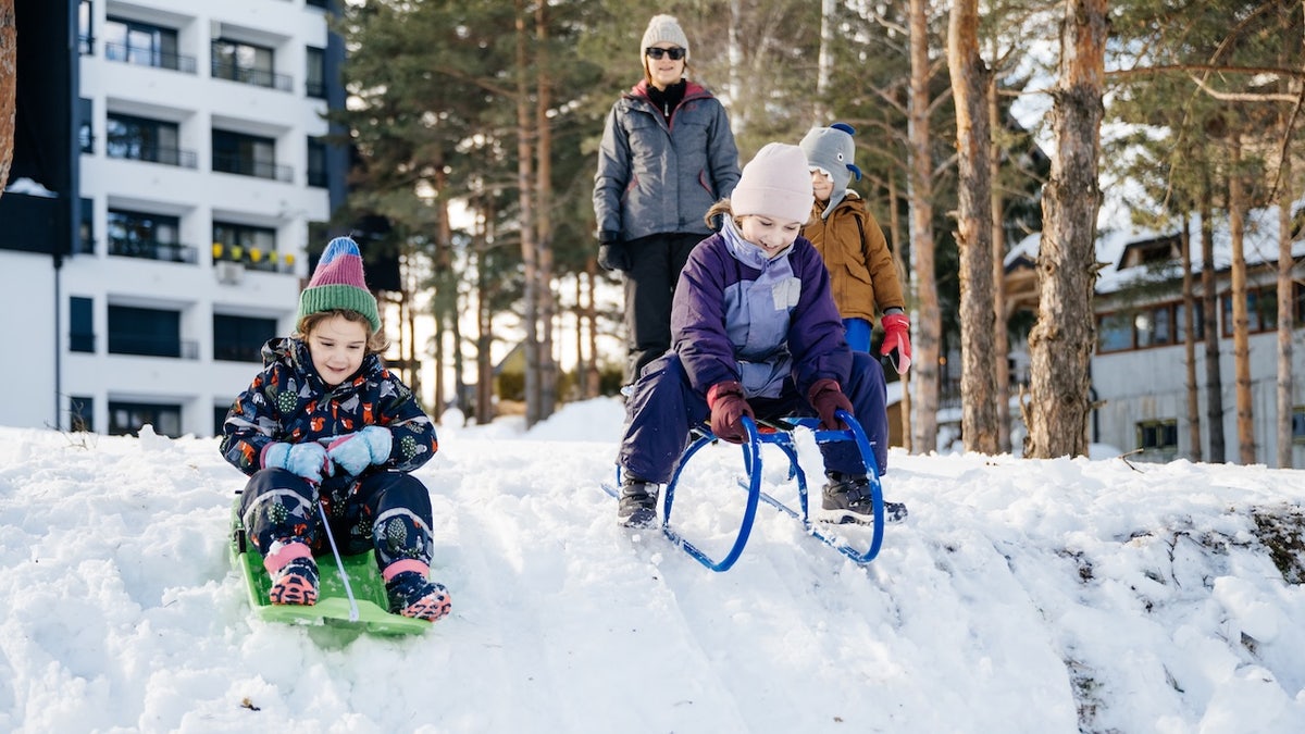 Family sled-riding