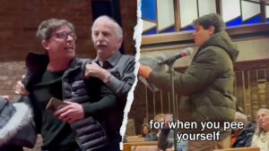 Left-wing activists storming synagogue use knee pads, adult diaper to mock Dem congressman over ICE vote