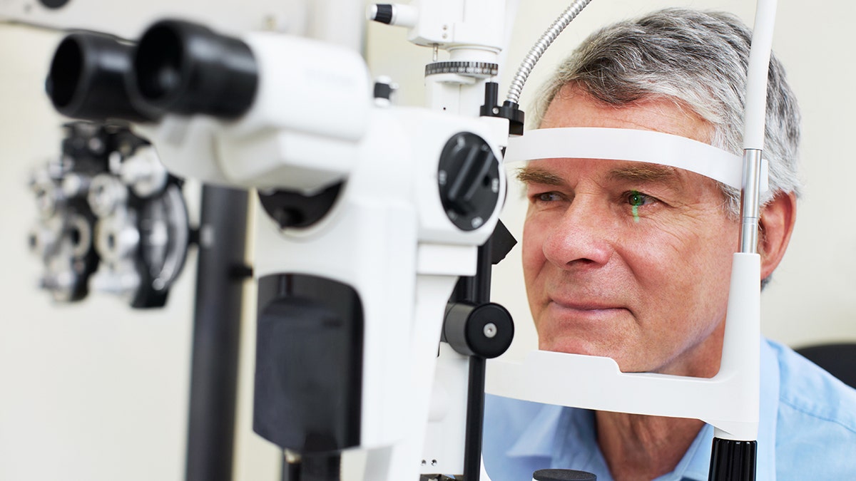 senior man has eyes examined