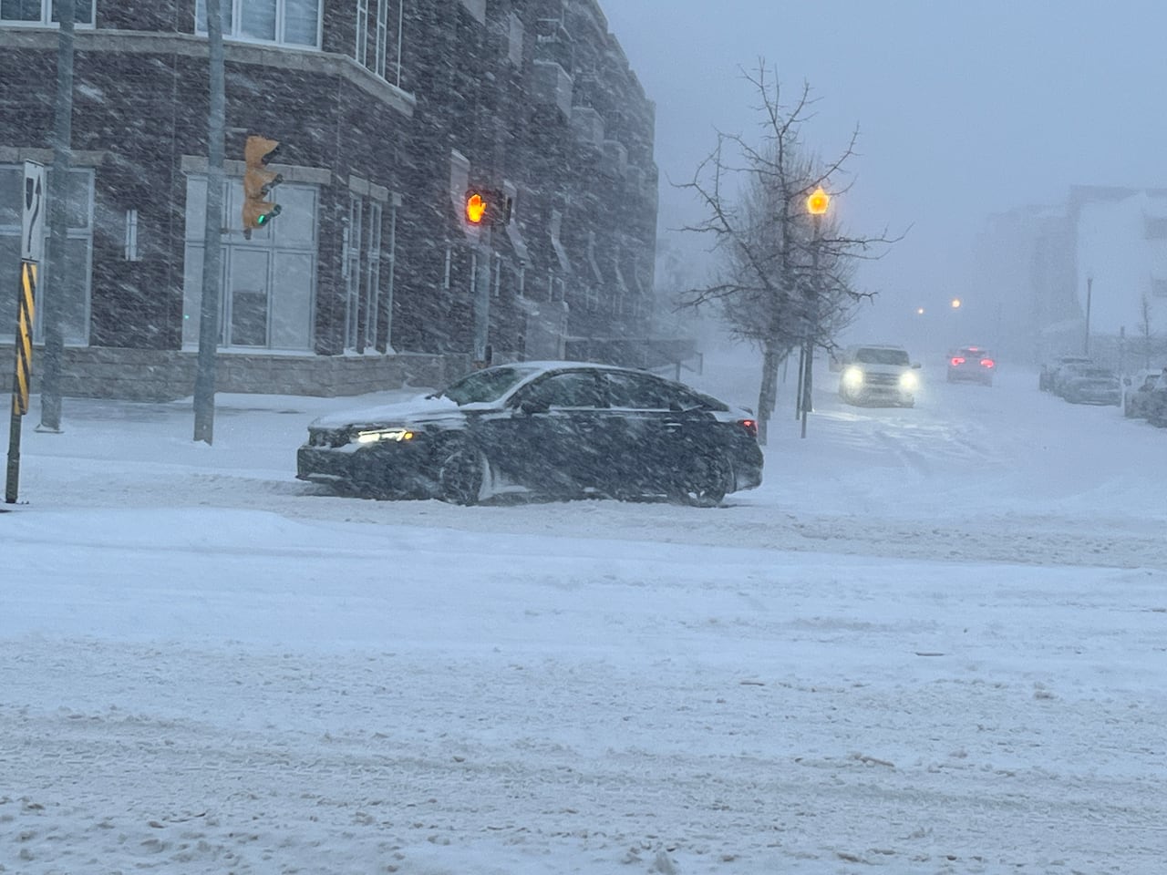 A snow storm slowed traffic throughout Regina on Wednesday