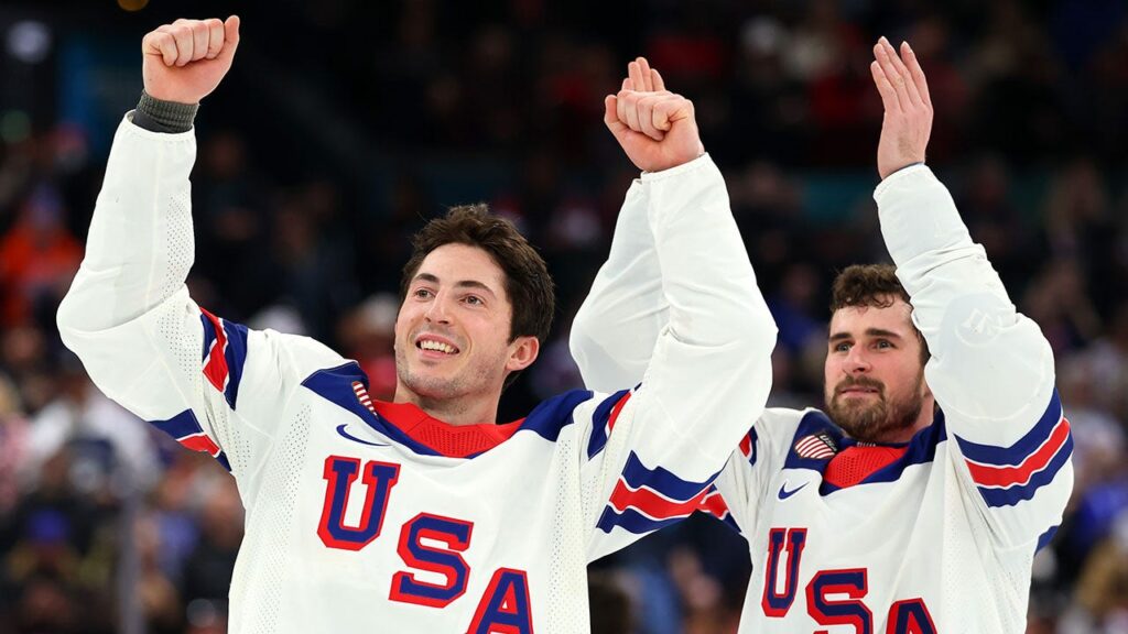US men’s hockey stars dish on immense American pride after winning Olympic gold