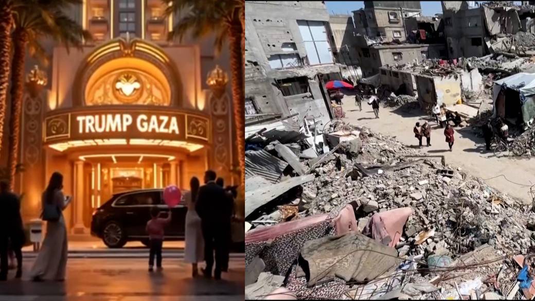 Click to play video: 'Gazans react to Trump AI video promoting plan for “Riviera of the Middle East”'