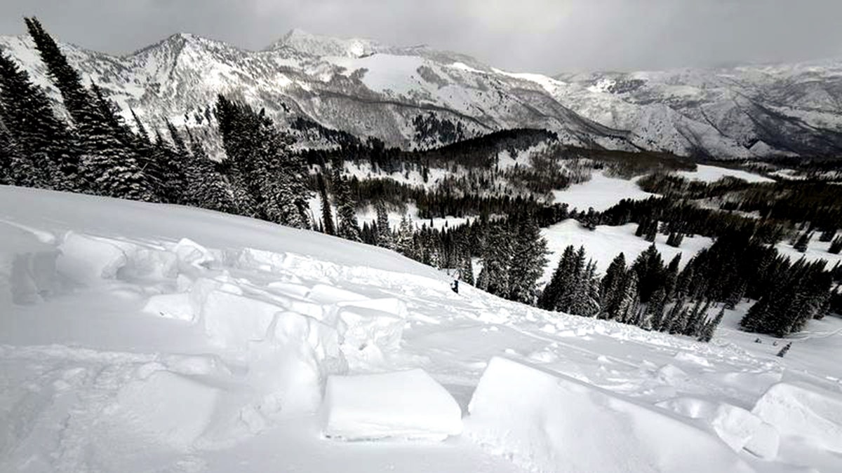 avalanche on snowy mountain in Wasatch County, Utah