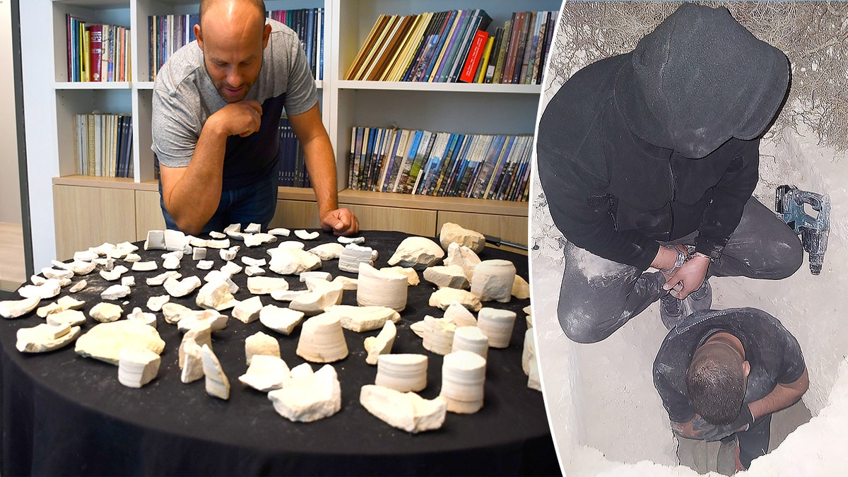 Curator looking at vessels, suspected criminals