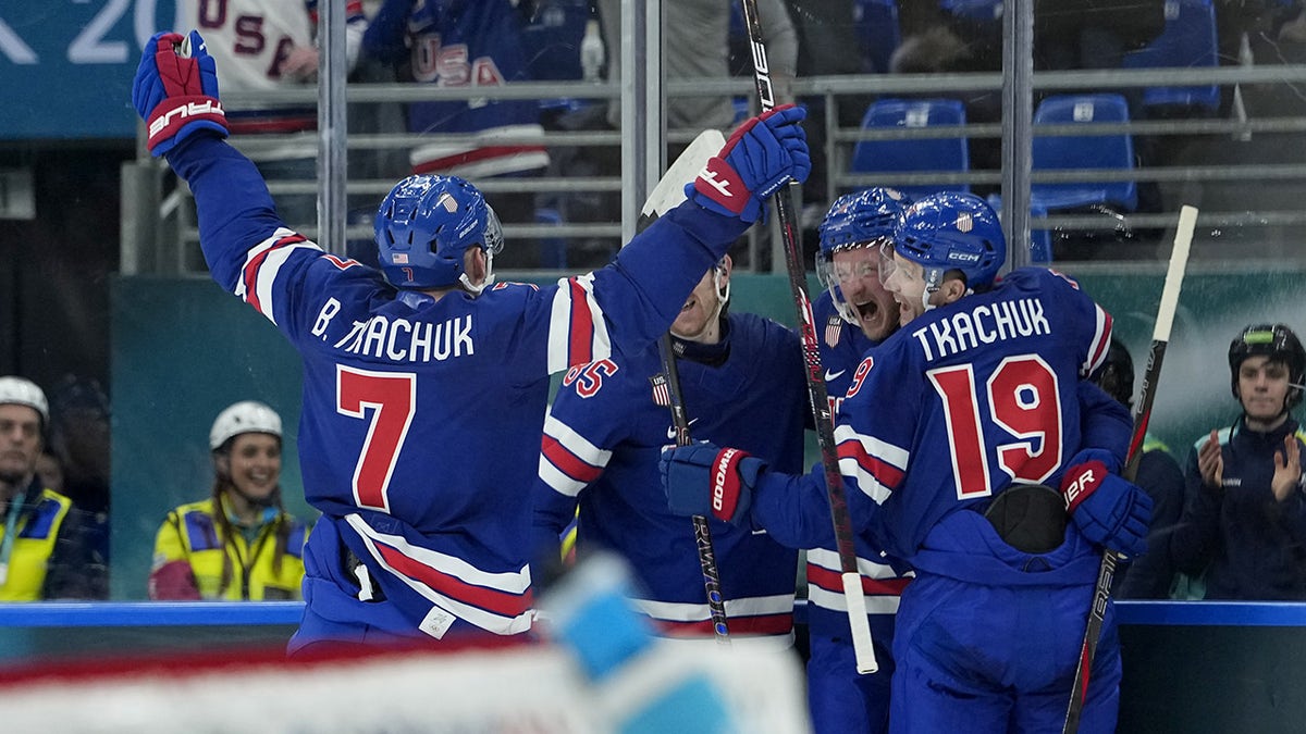 Jack Eichel celebrates