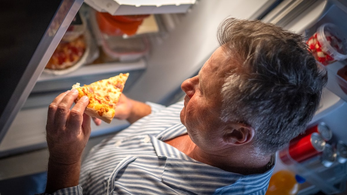 Man having a midnight snack
