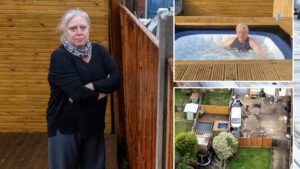Ex-teacher in row over 3ft of garden after neighbour ‘ripped up hot tub deck’