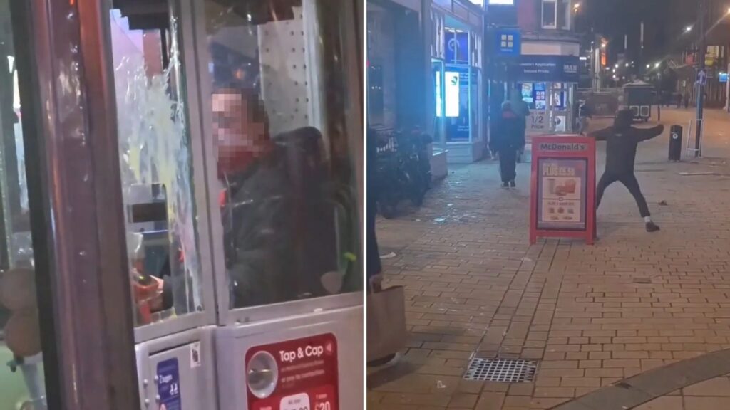 Moment yobs throw eggs at bus driver & scooter rider causing havoc in UK city