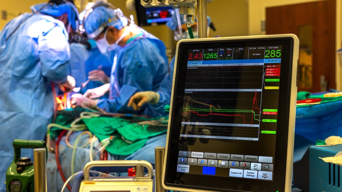 Surgeons performing transplant