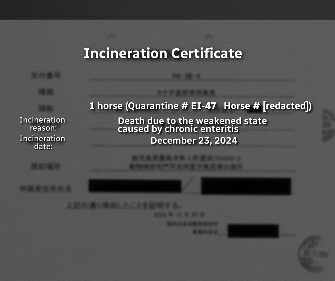 Japanese incineration document with English translation