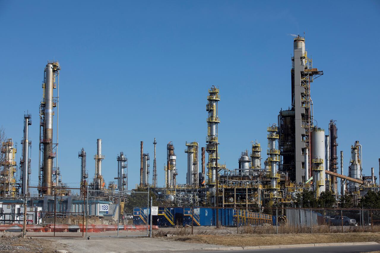 General view of the Suncor Energy refinery, located near Enbridge's Line 5 pipeline, which Michigan Governor Gretchen Whitmer ordered shut down in May 2021, in Sarnia, Ontario, Canada March 20, 2021. Picture taken March 20, 2021.
