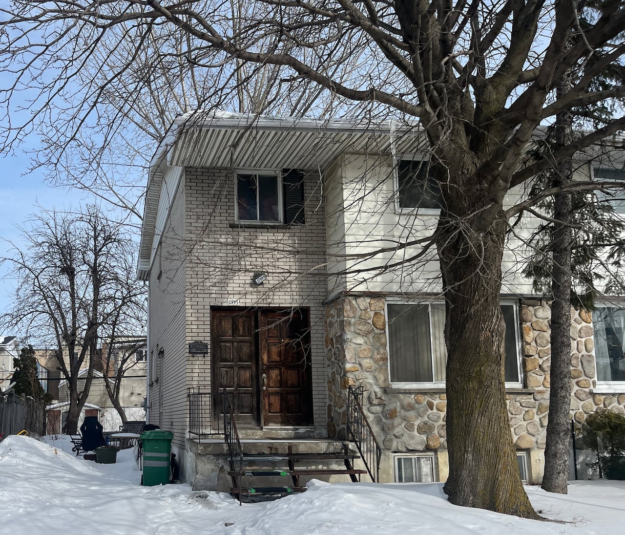 A stone and brick home
