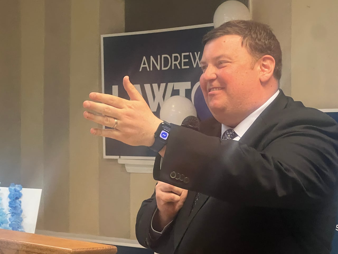 Andrew Lawton, elected Monday night in Elgin-St. Thomas-London South said the collapse of support for the NDP likely cost the Conservatives in this election.