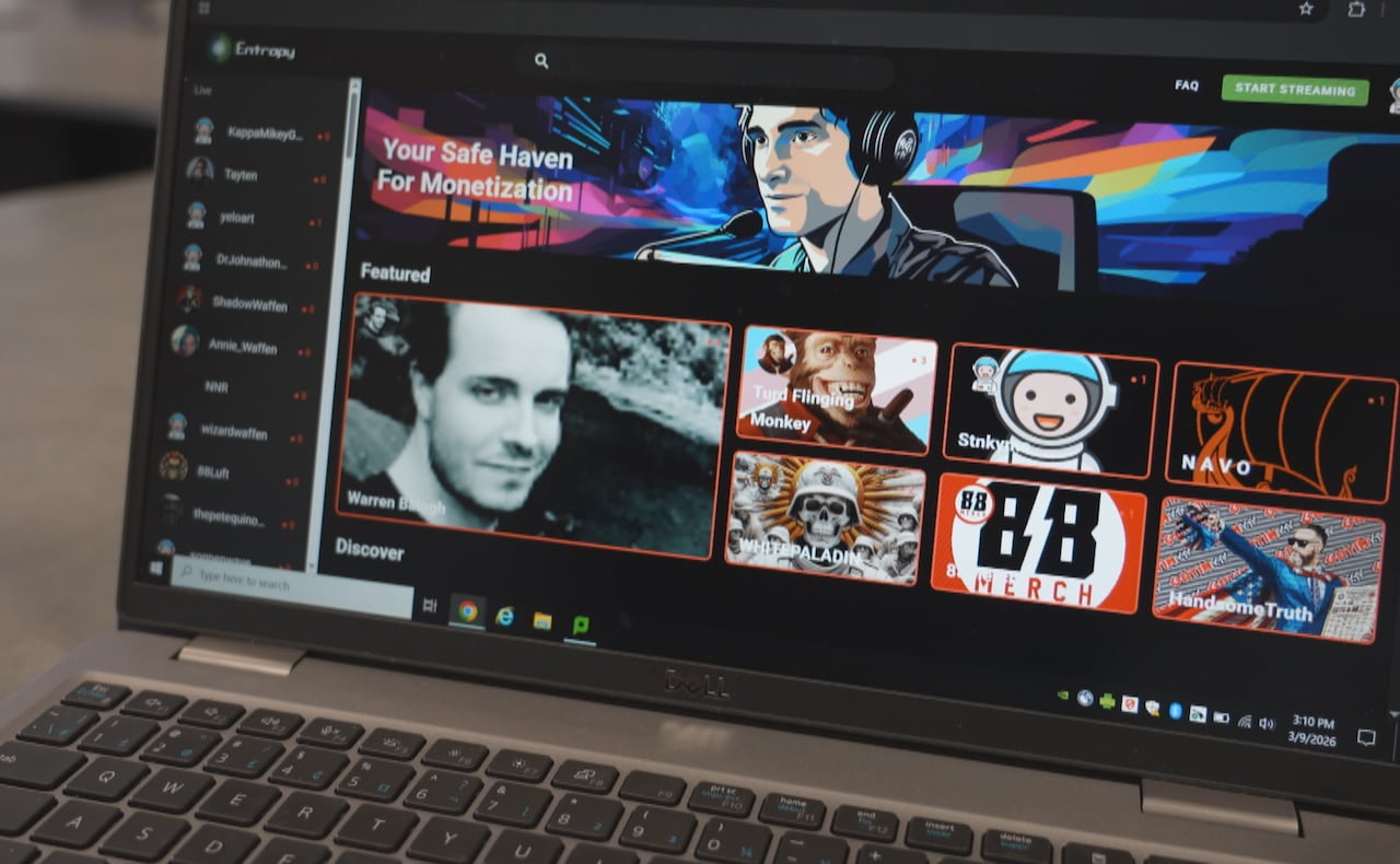 A laptop screen showing the homepage of a streaming platform.