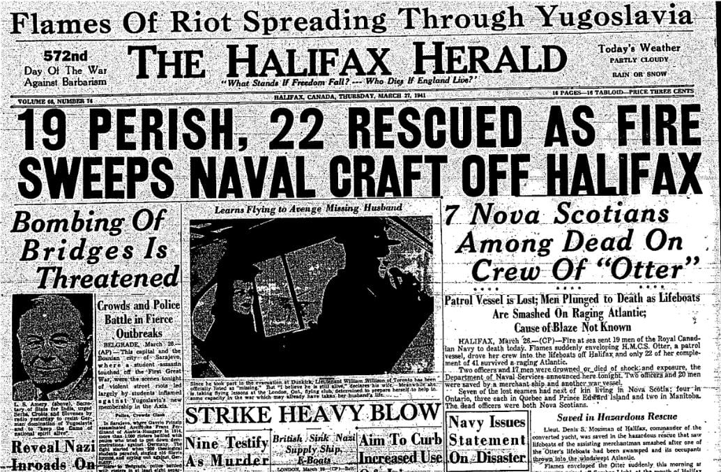 A black-and-white scan of the cover of a 1941 newspaper is shown.
