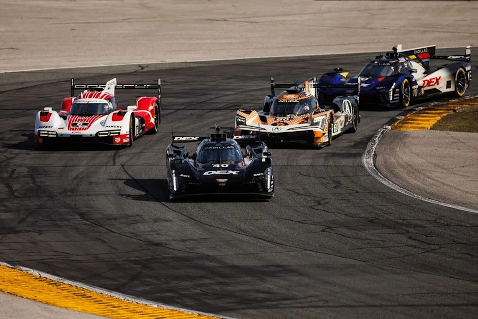 #40 Cadillac Wayne Taylor Racing Cadillac V-Series.R: Jordan Taylor, Louis Deletraz, Colton Herta, #6 Porsche Penske Motorsport Porsche 963: Laurens Vanthoor, Kevin Estre, Matt Campbell, #60 Acura Meyer Shank Racing w/Curb Agajanian Acura ARX-06: Tom Blomqvist, Colin Braun, Scott Dixon, AJ Allmendinger