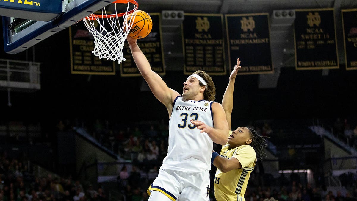 Carson Towt drives to the basket