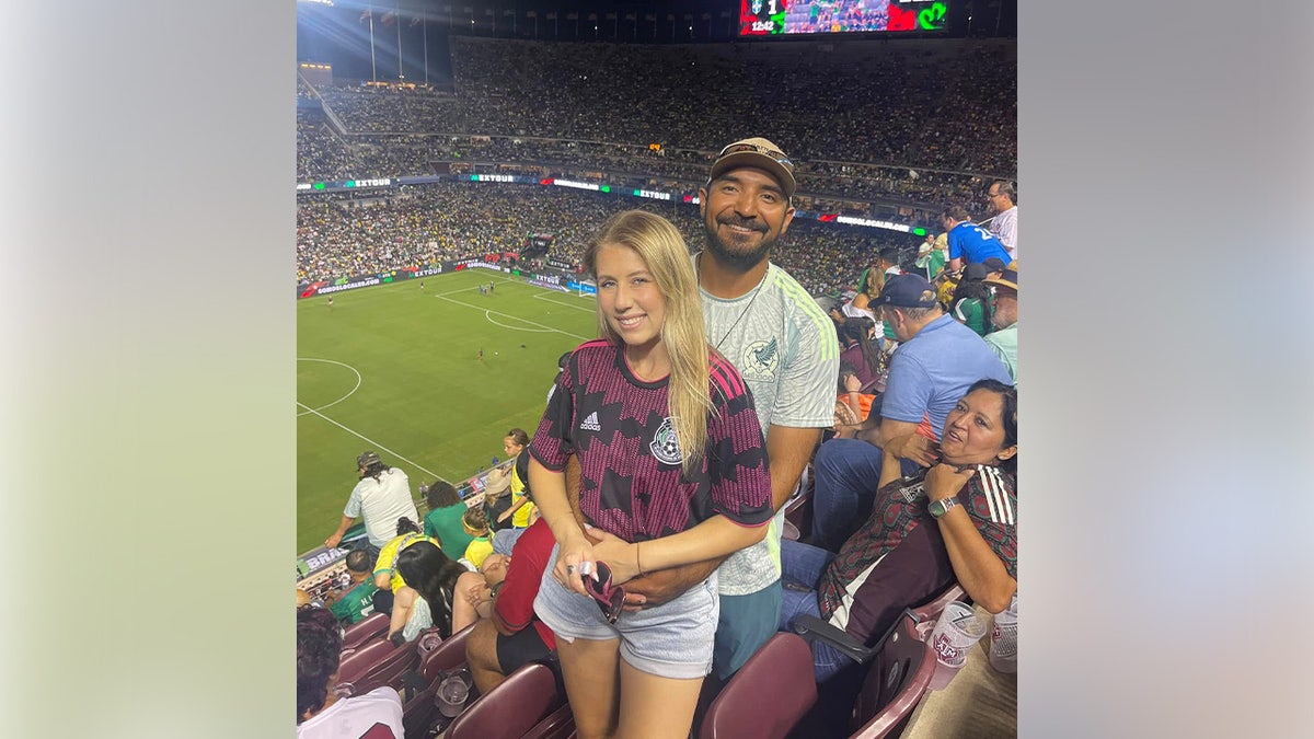 A photo of Cody Castillo and his wife, Mikayla Harvey, at a soccer game