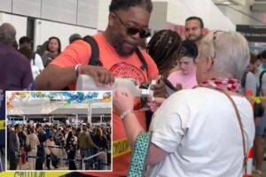 Traveler hands out vodka shots to adults in massive TSA line amid US airport lines and delays