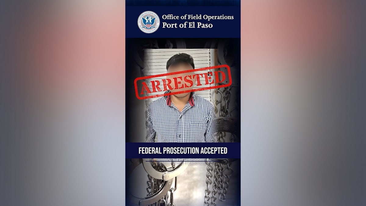 Mugshot of an arrested illegal immigrant.