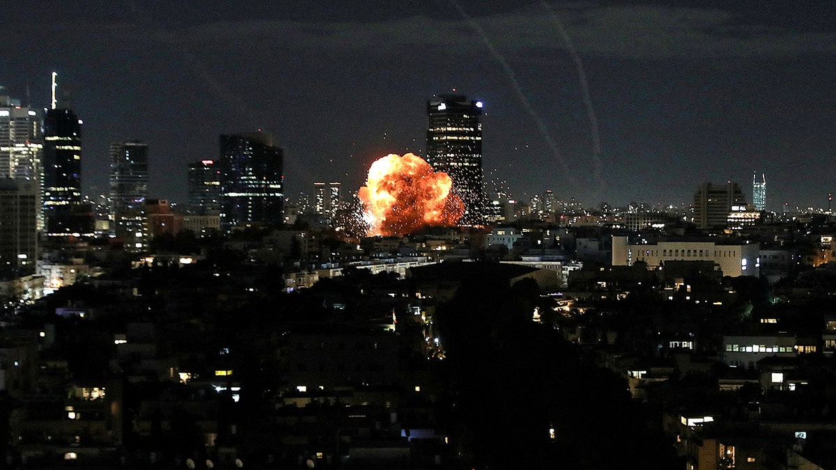 An explosion in Israel by an Iranian missile