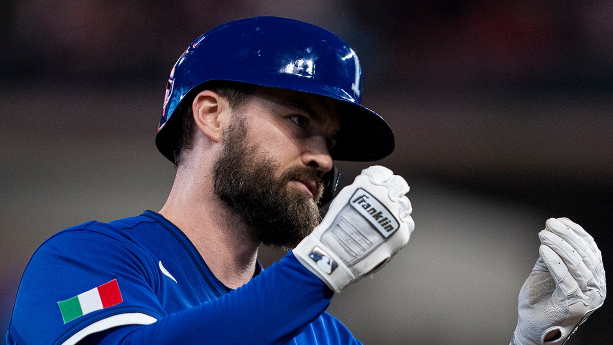 Jon Berti celebrates home run