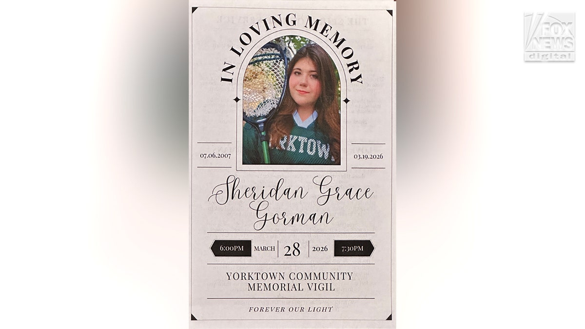 A program handed out to supporters of the Gorman family who attended a memorial vigil held in Yorktown, NY.