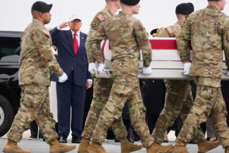 Photos show dignified transfer for 6 US soldiers killed in the war in the Middle East