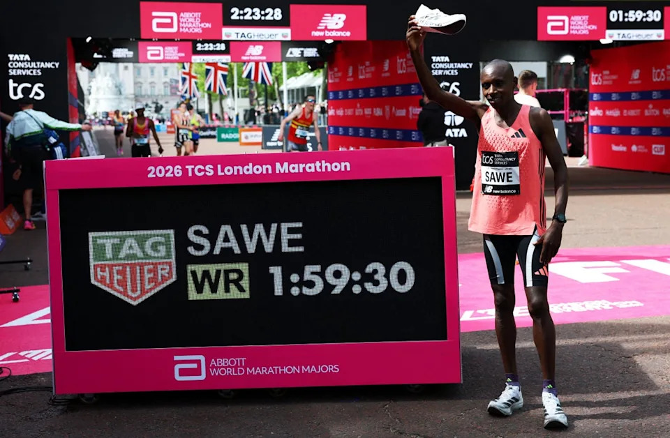 Sabastian Sawe broke the marathon world record on Sunday (Reuters)