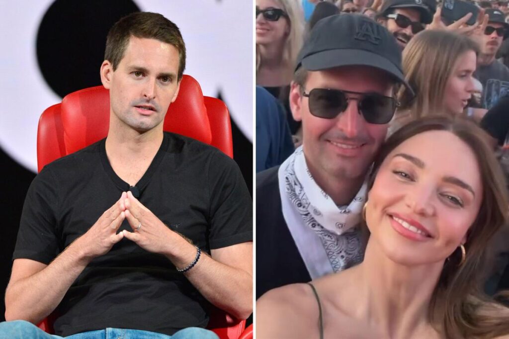 Snapchat CEO’s tasteless Coachella photos kissing supermodel wife Miranda Kerr despite jobs bloodbath