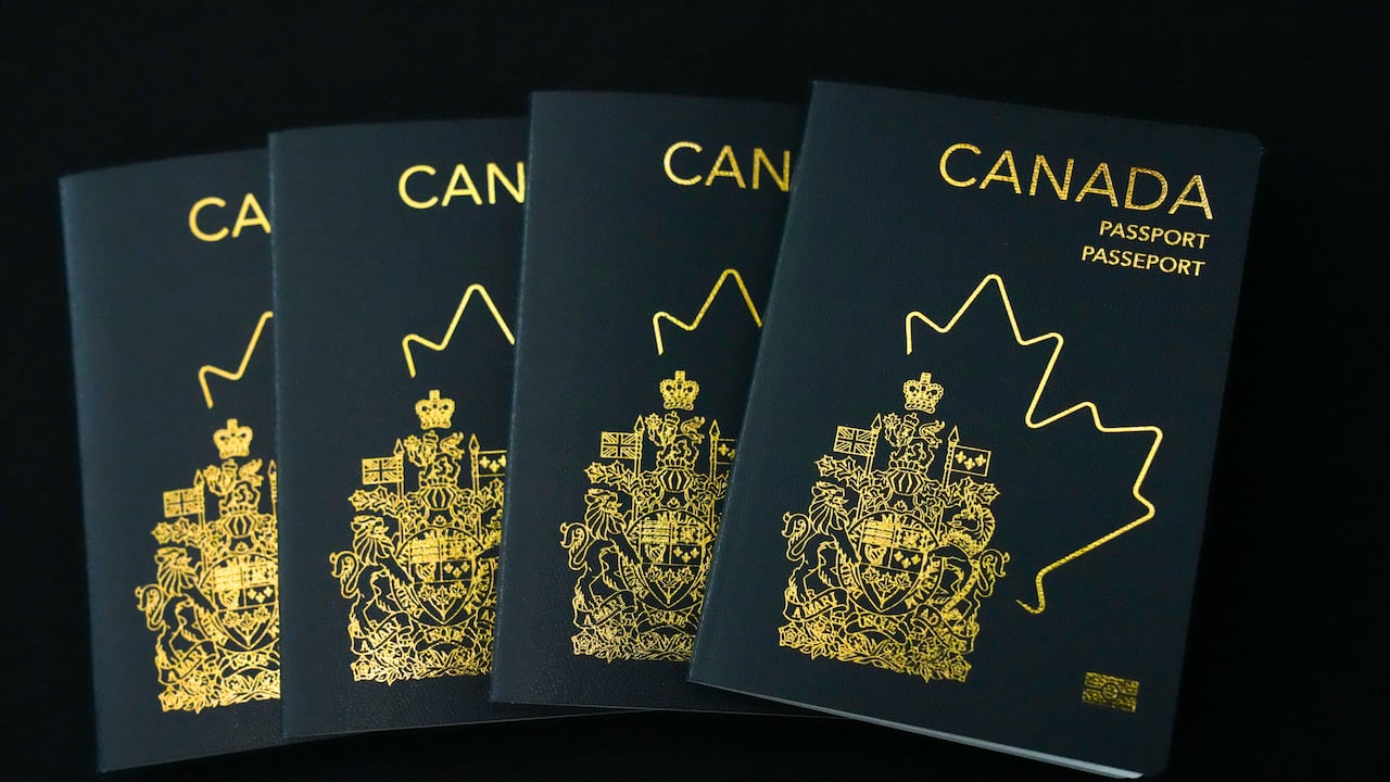 Several Canadian passports in a row.