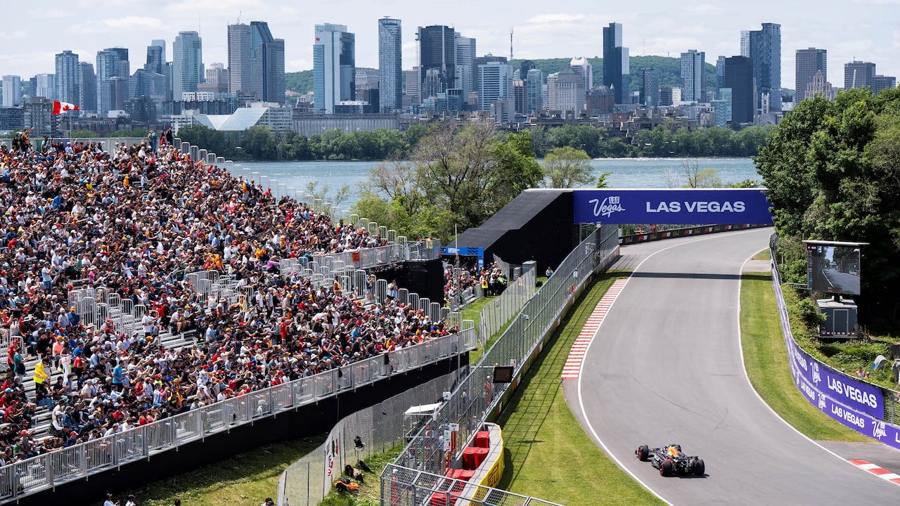 A large crowd of people watching a race