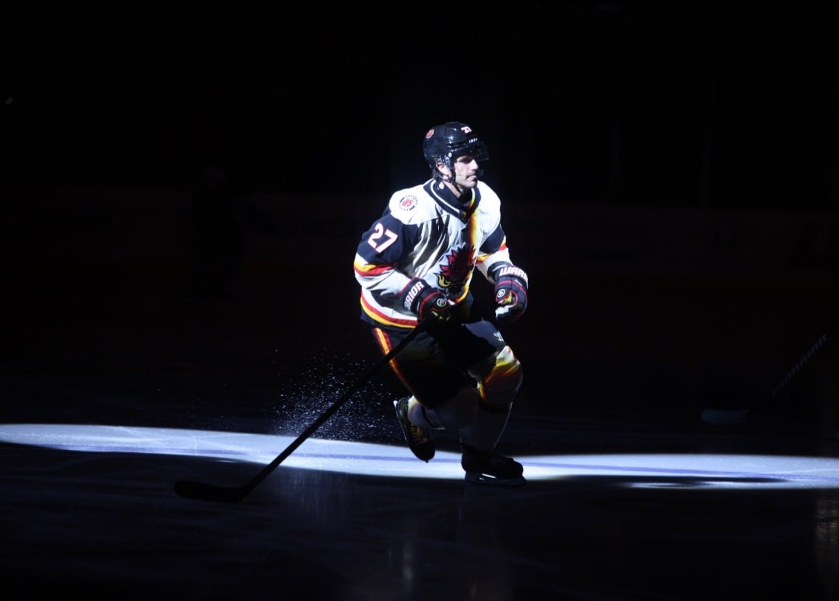 player skating with the indy fuel jersey on
