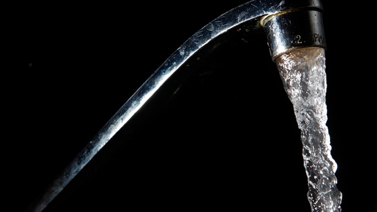 Tap water flowing from a faucet in New York City.