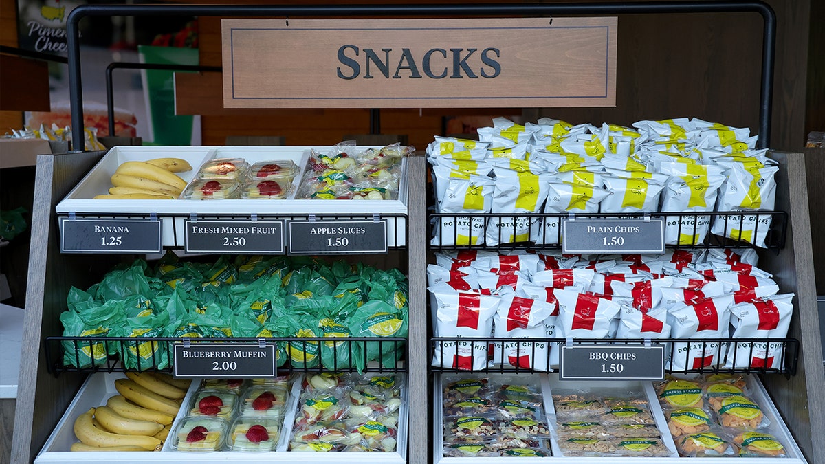 View of snacks displayed at Augusta National golf tournament concession stand