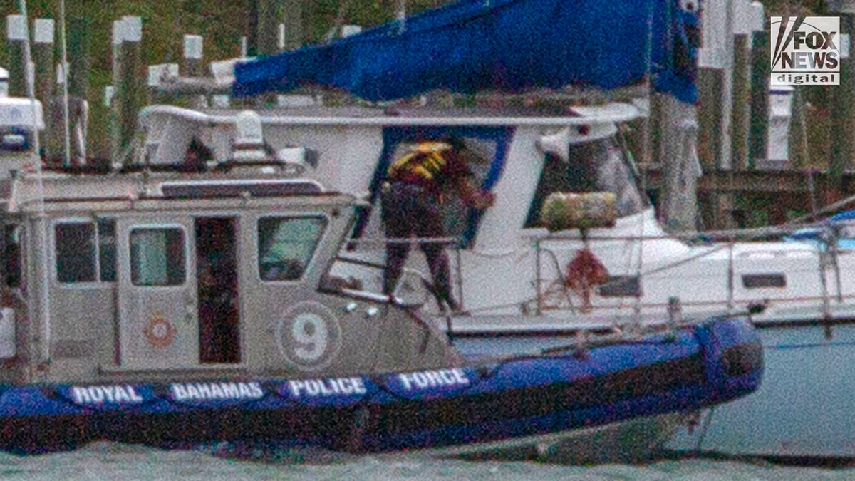 Brian Hooker's yacht is searched by Royal Bahamas Police Force in Marsh Harbour