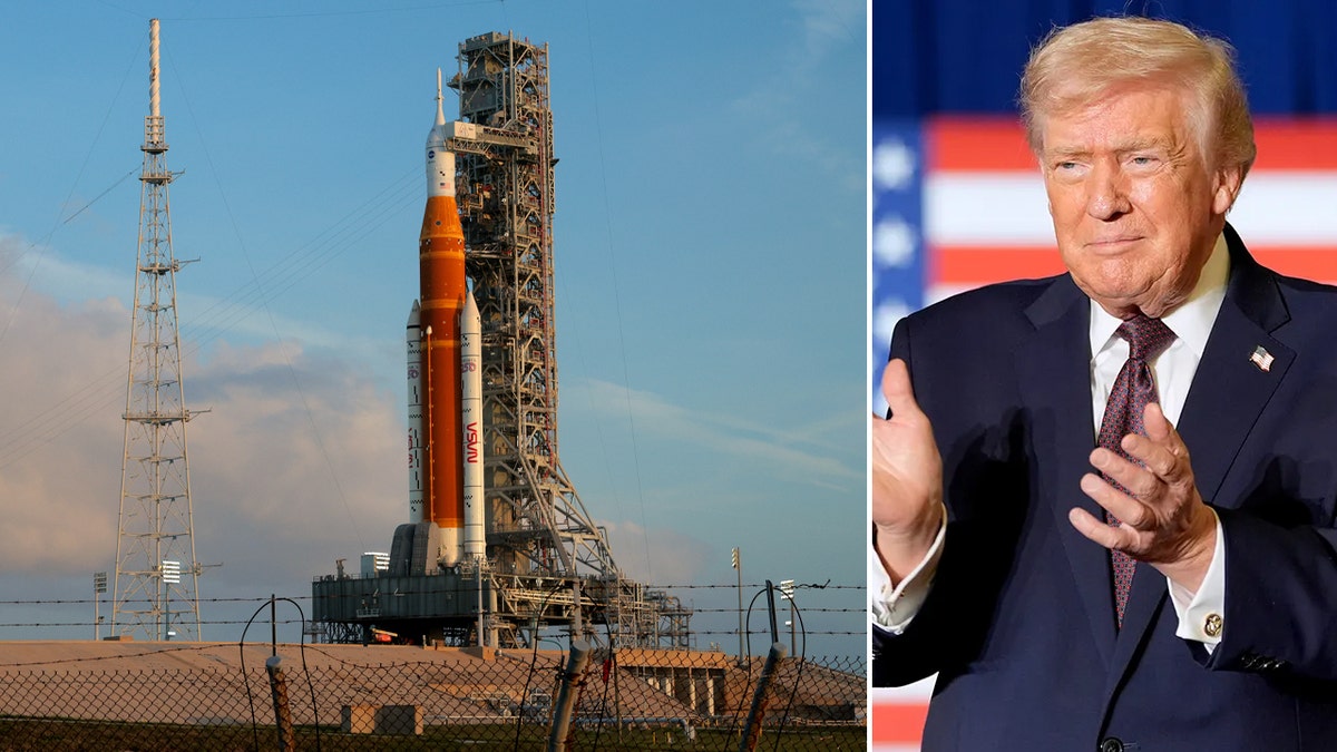 President Trump and Artemis II rocket