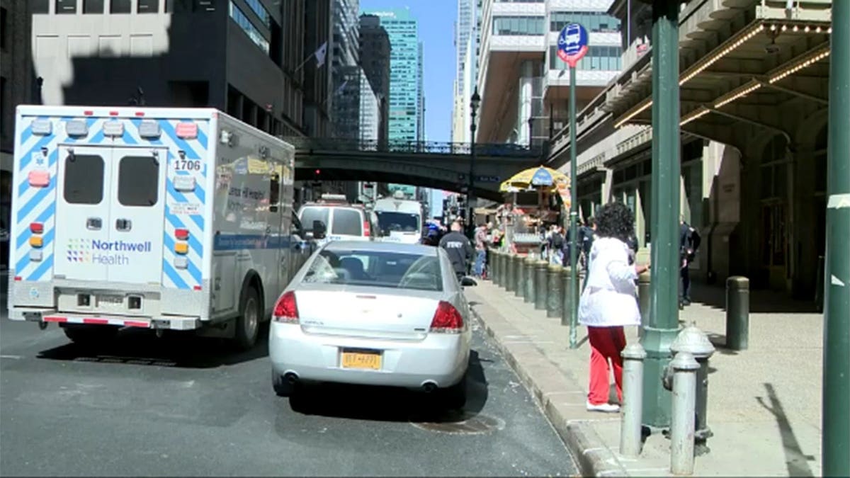 An ambulance outside of Grand Central Terminal