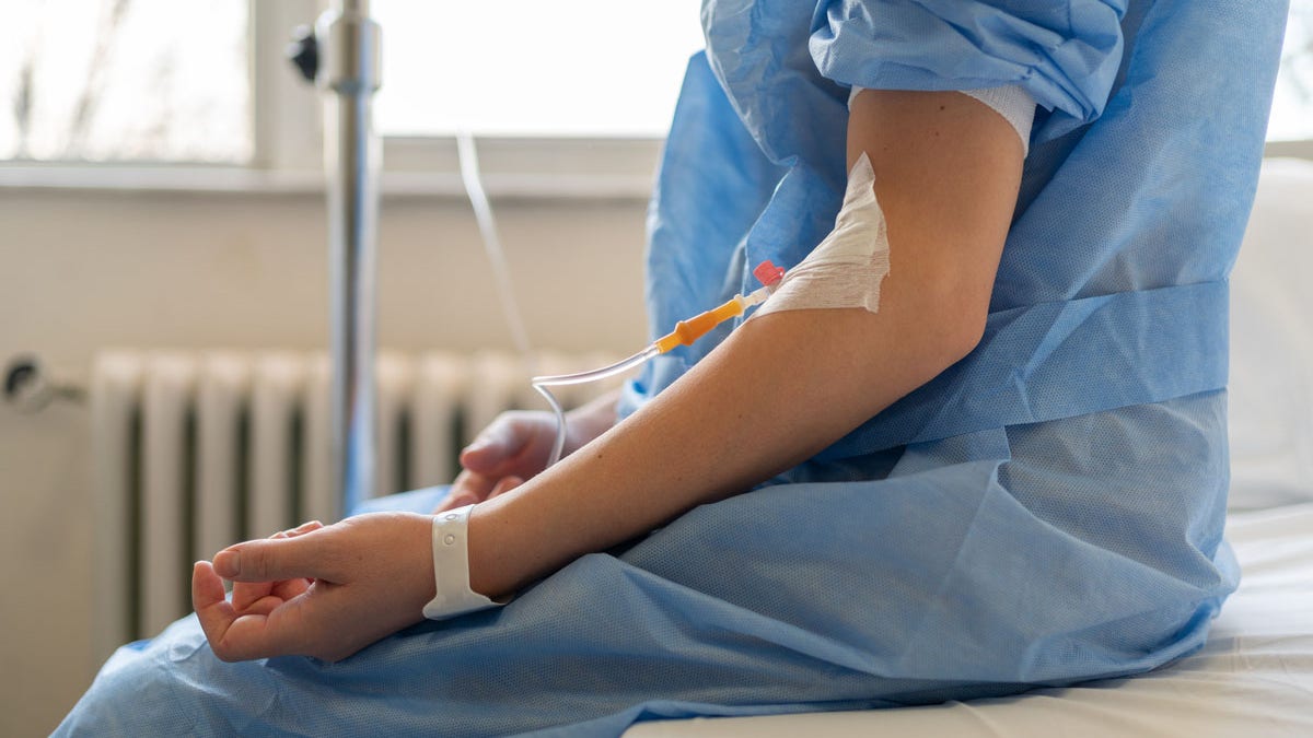 Woman hospitalized