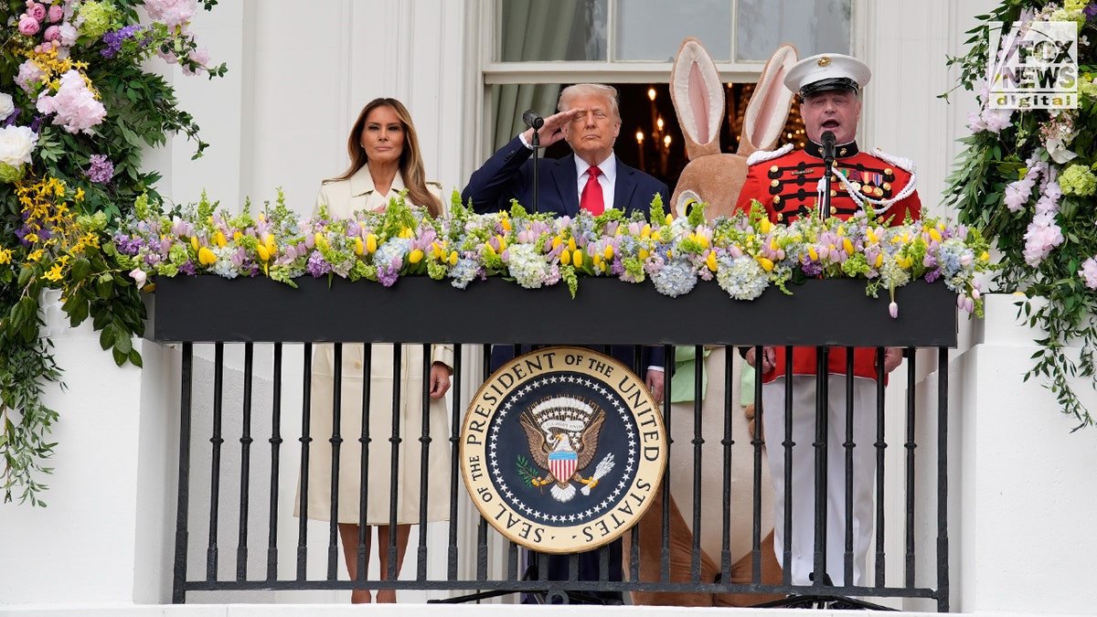 First Lady Melania Trump and President Donald Trump host the White House Easter egg roll event for children