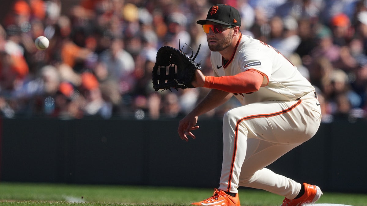 Casey Schmitt plays first base