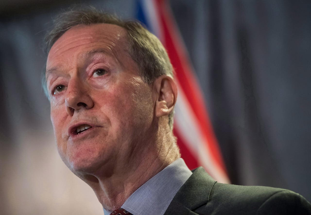 Former RCMP deputy commissioner Peter German seen speaking at a press conference in Vancouver in 2018.