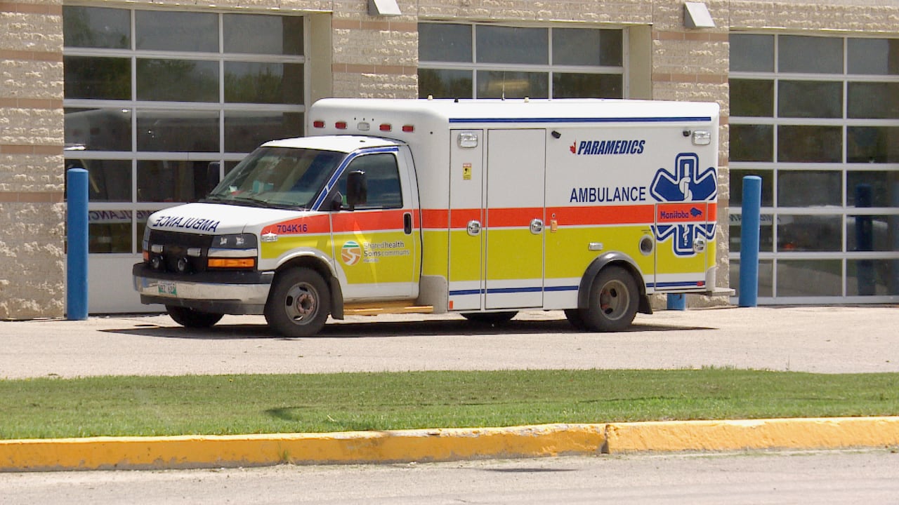 Gimli ambulance in front of hospital doors