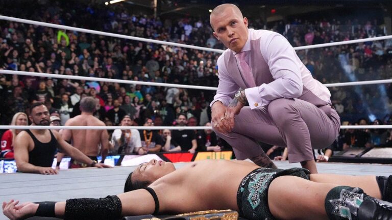 Kyle Fletcher shows up to AEW Double or Nothing, beats down Konosuke Takeshita after international title win