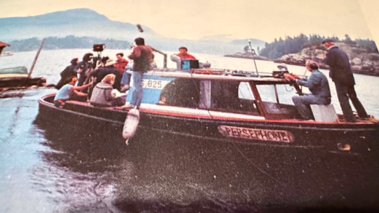 A photo of filming on the Persephone