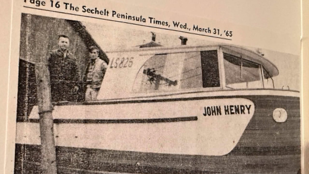 A newspaper clipping of the boat