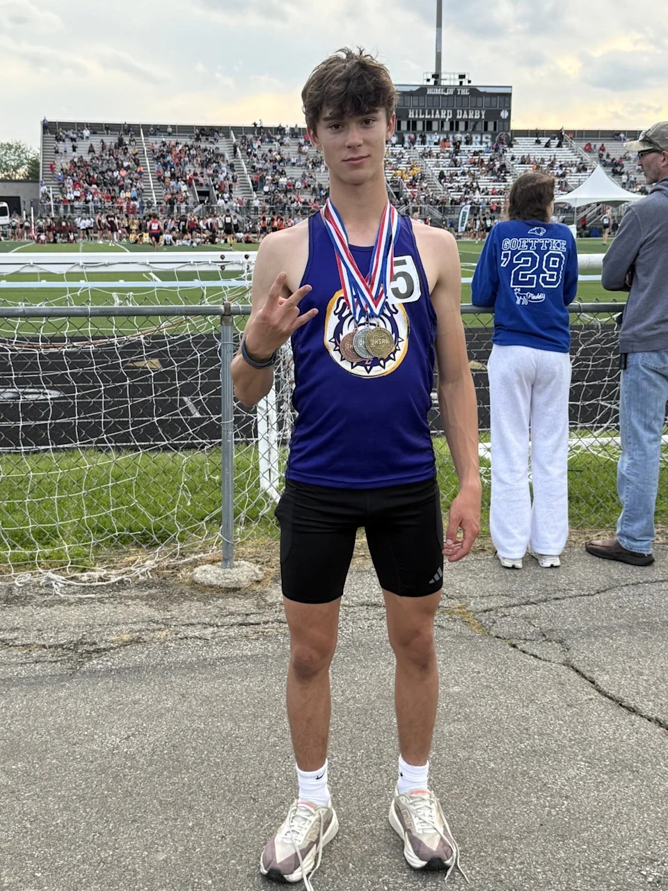 Bloom-Carroll's Gideon Mills placed first in the 100, second in the 400, and third in the 200 at the OHSAA 7th & 8th Grade State Track and Field Championships.